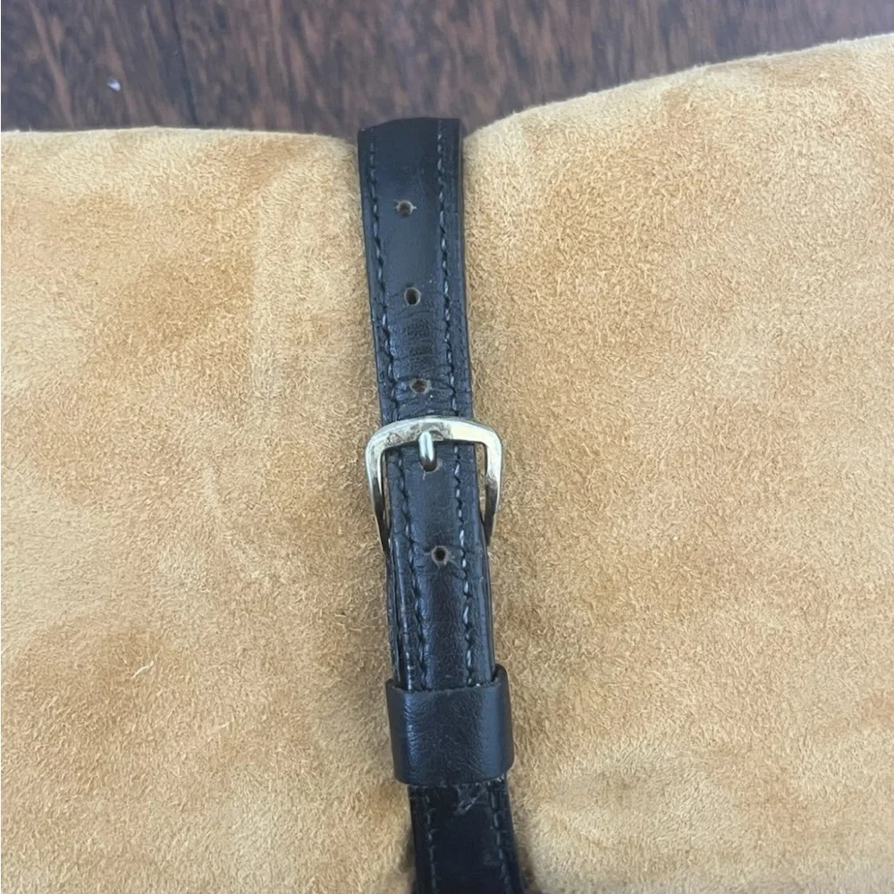 Vintage Bulova Swiss Quartz Gold Plated Watch With Leather Strap NOT WORKING